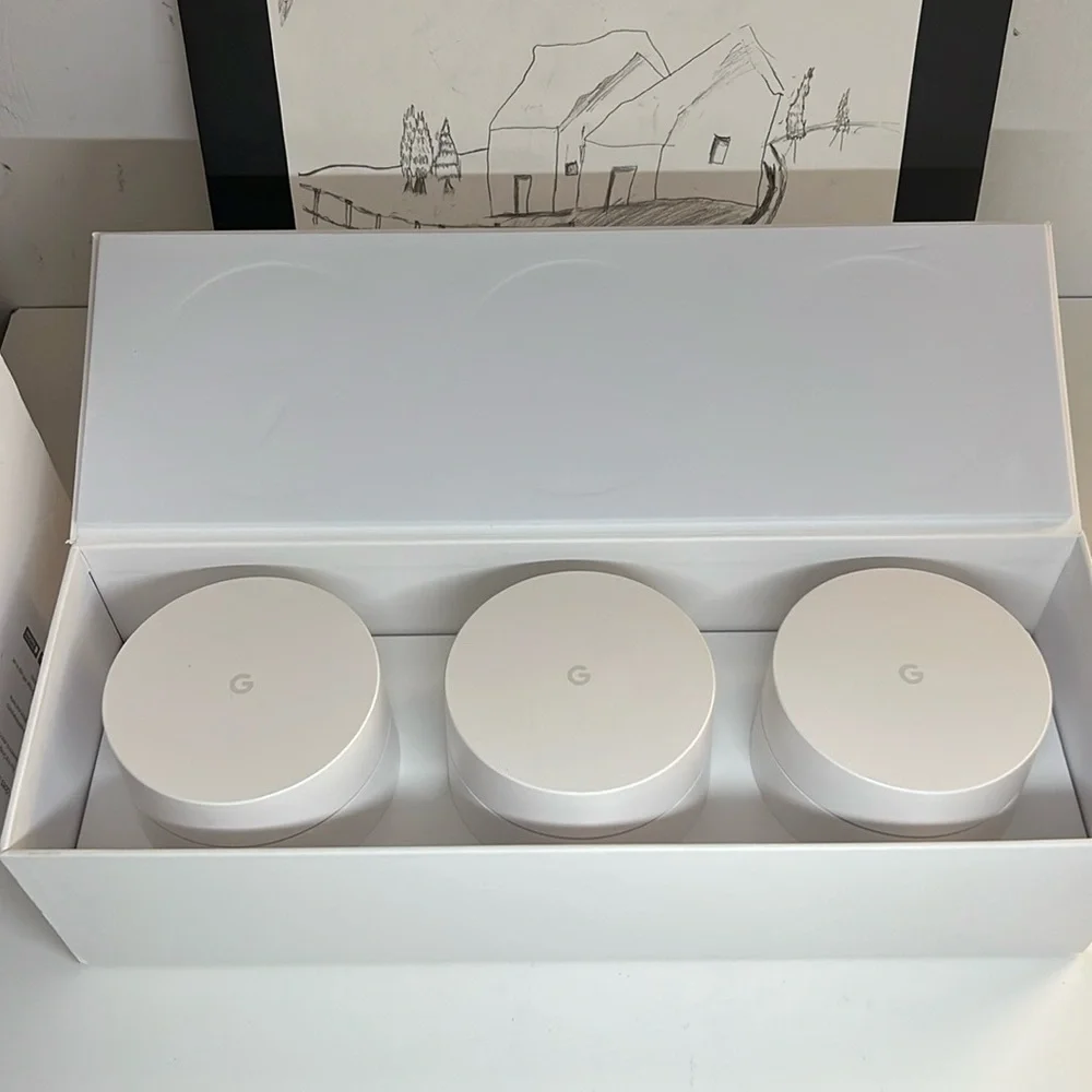 Google Nest Model AC-1304 Whole Home Wi-Fi Router set of 3 in White